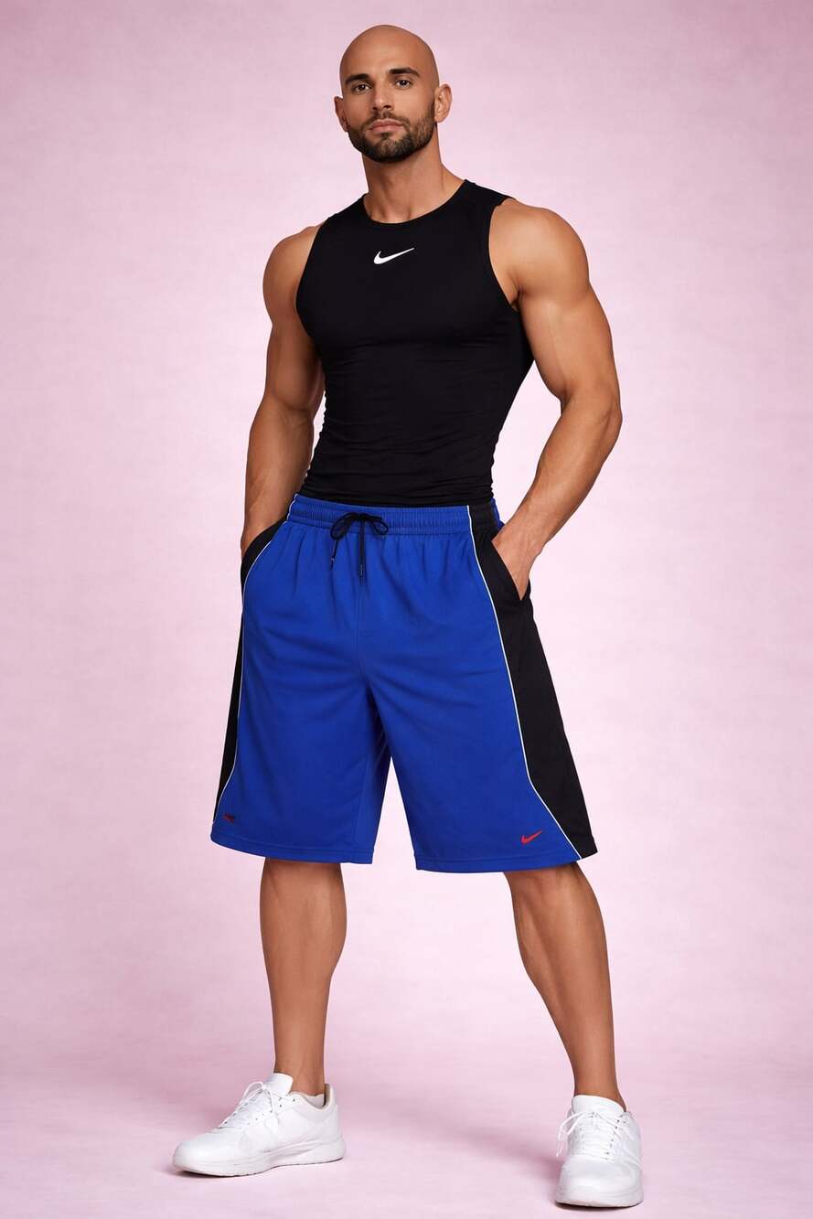 Nike Basketball Shorts Blue Black Red Swoosh Athletic Training Gym Men’s XXL